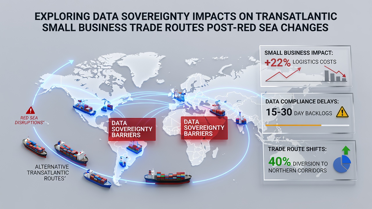 Digital compliance dashboard displaying data-residency flags for transatlantic cargo